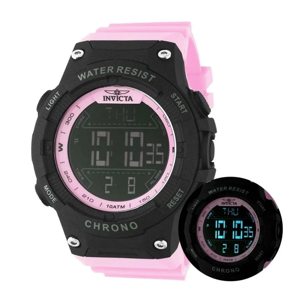 48051 Invicta Racing Burnout Digital Pink Black Men's Chronograph Watch - 52mm